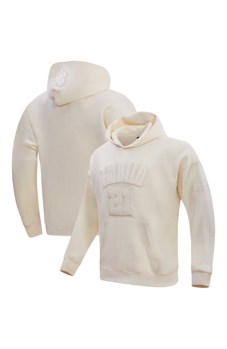 PRO STANDARD Men's Pro Standard Joel Embiid Cream Philadelphia 76ers Name & Number Pullover Hoodie, Main, color, 