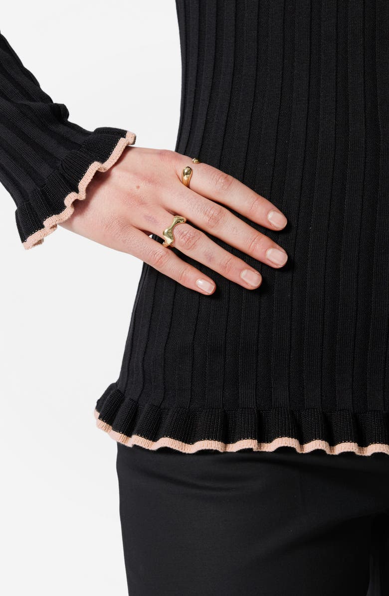 & Other Stories Tipped Ribbed Ruffle Trim Polo Sweater, Alternate, color,