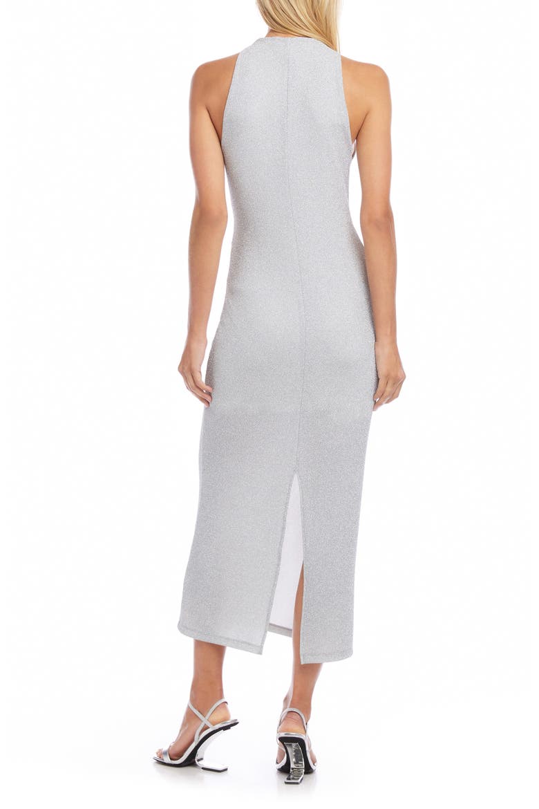 Bailey Center Ruched Metallic Knit Midi Dress, Alternate, color, SILVER