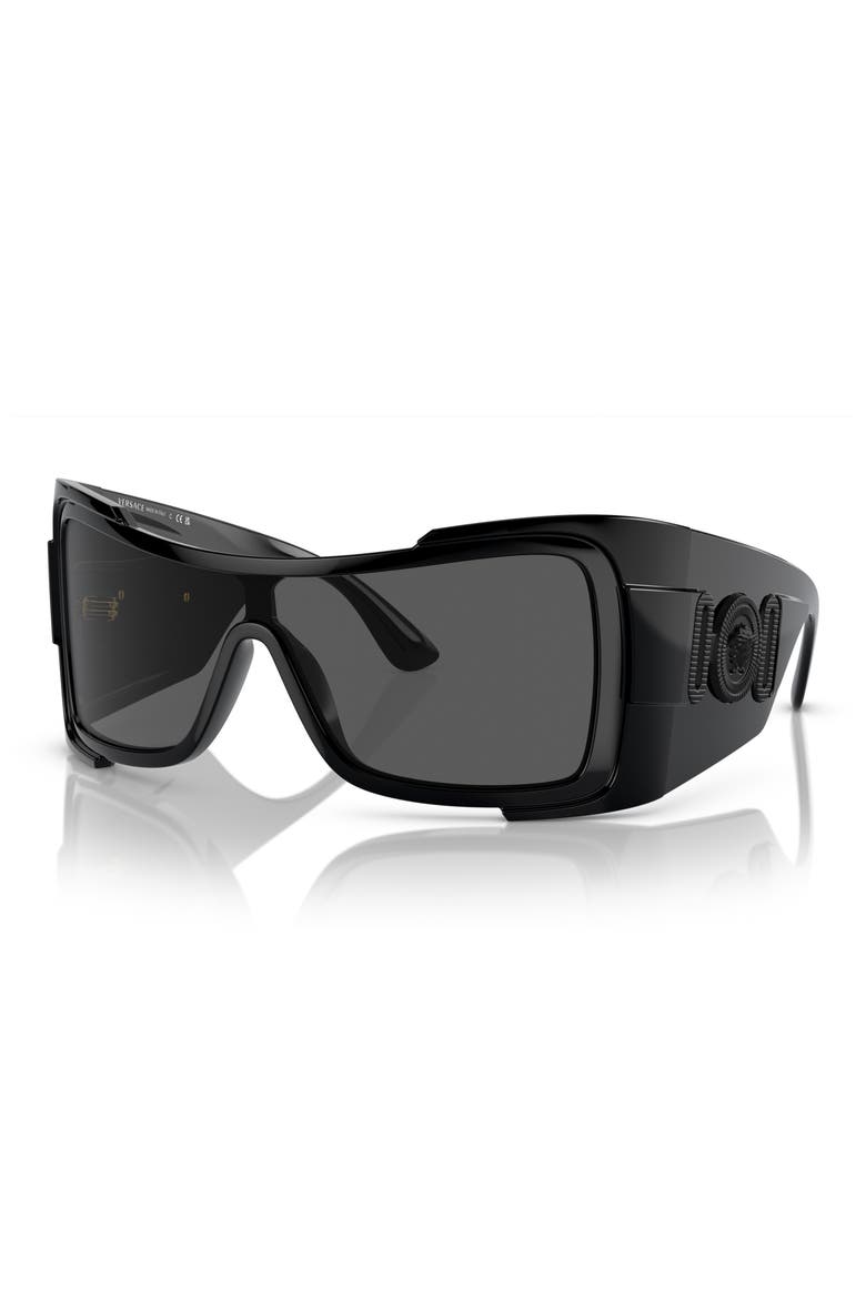 Irregular Shield Sunglasses, Alternate, color, BLACK