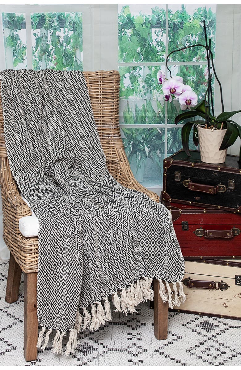 PARKLAND COLLECTION Sasha Casual Beige 52" x 67" Woven Handloom Throw, Alternate, color, Beige
