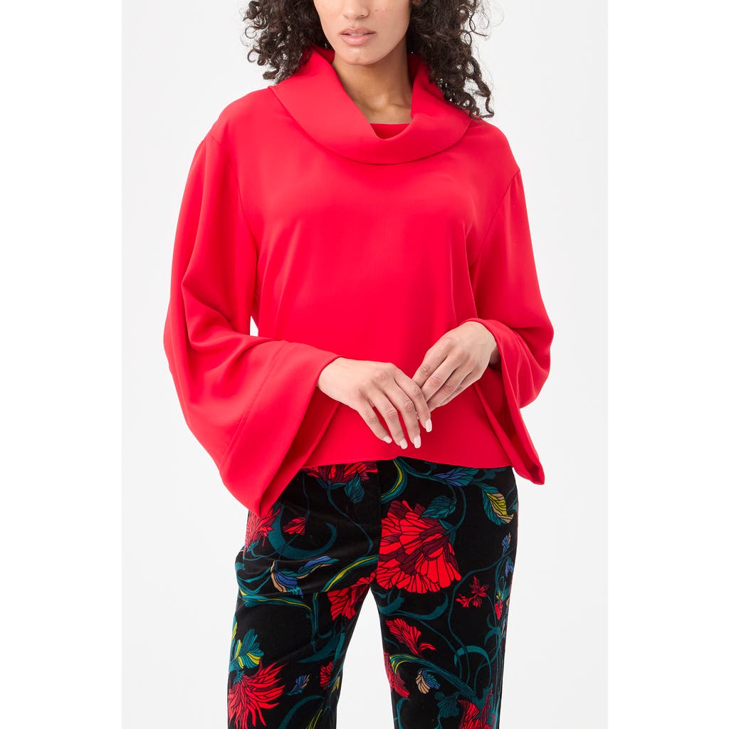 Trina Turk Staged Folded Neckline Top In Red