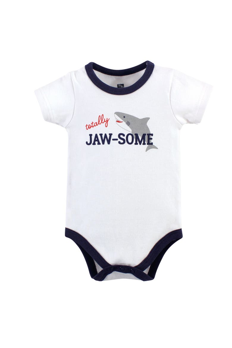 Little Gent's Soft Cotton Bodysuit, Shorts & Footwear 3Pk, Alternate, color, Jawsome