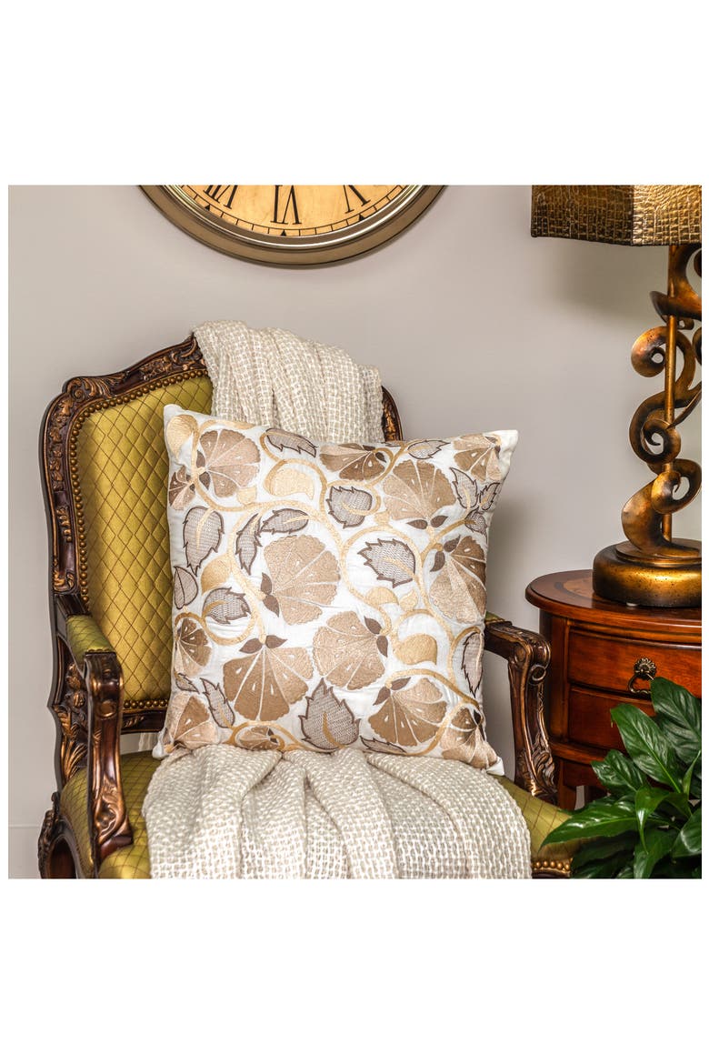 Cassidy Embroidered Throw Pillow, Alternate, color, WHITE