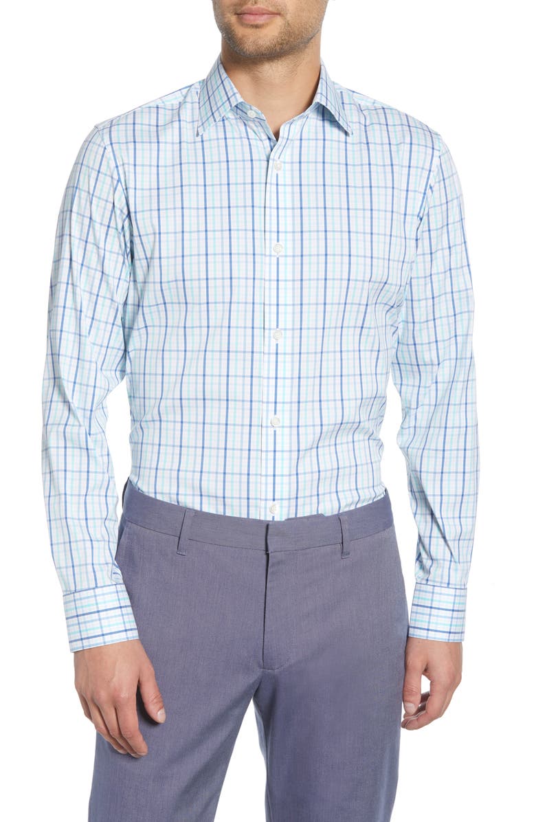 Bonobos Rancho Slim Fit Stretch Plaid Dress Shirt, Main, color, 