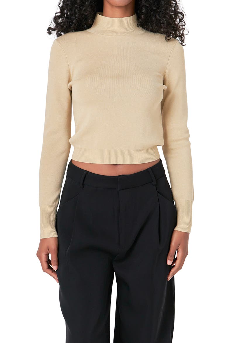Metallic Crop Sweater, Alternate, color, BEIGE
