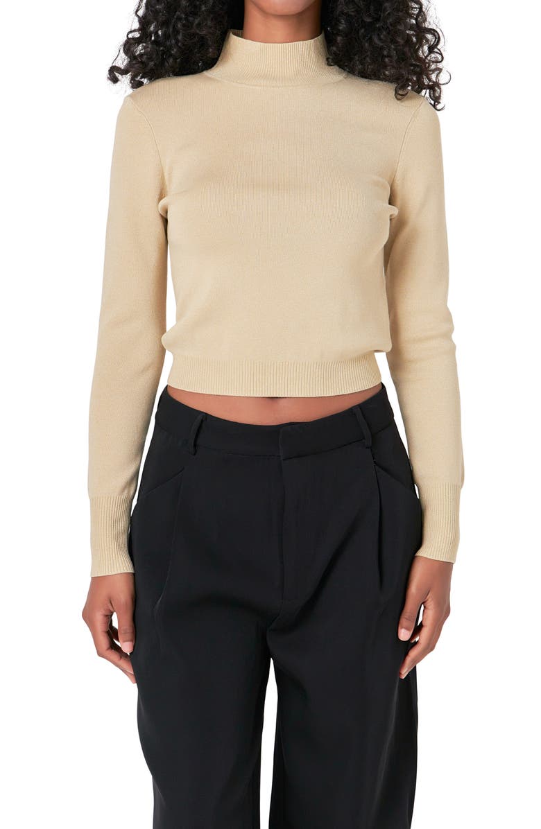 Endless Rose Metallic Crop Sweater, Alternate, color, Beige