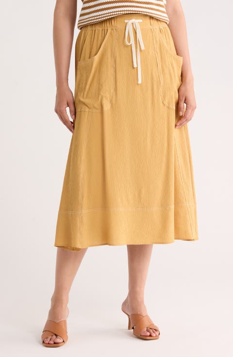 Topstitched A-Line Skirt