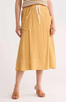 Topstitched A-Line Skirt