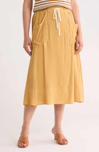 Topstitched A-Line Skirt