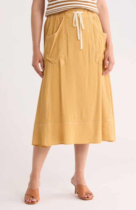 Topstitched A-Line Skirt