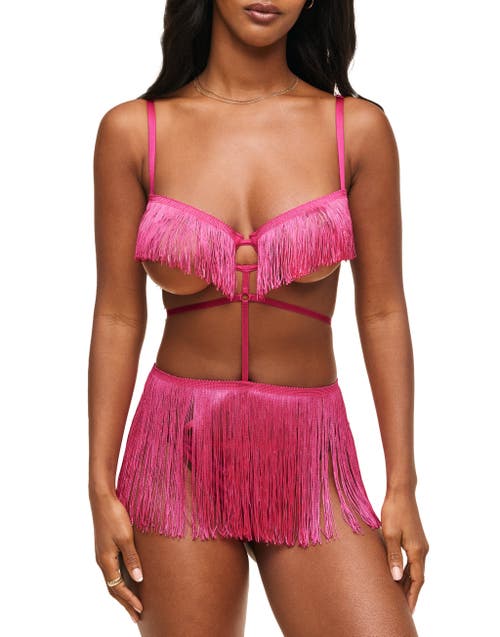 Shop Adore Me Neveah Fringe Playsuit Lingerie In Dark Pink