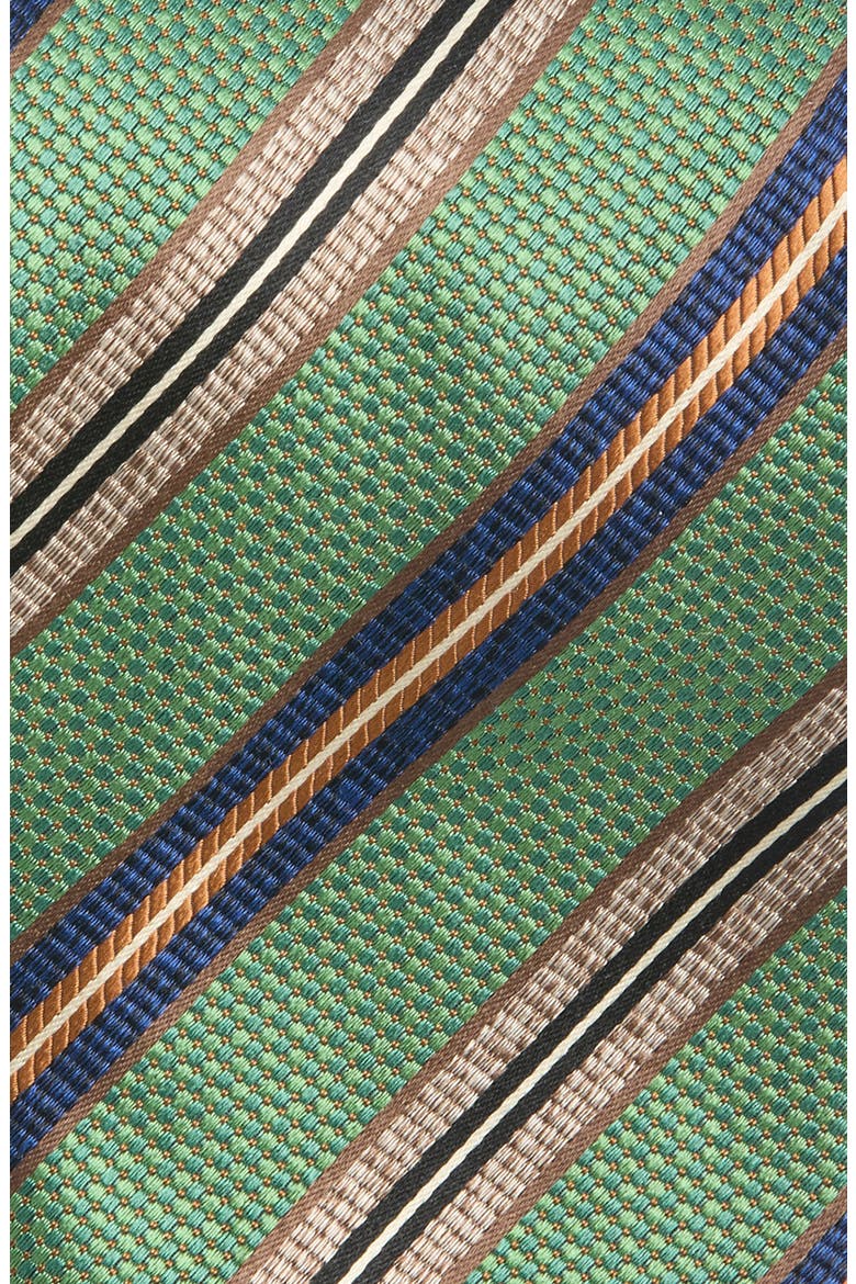 Striped Silk Tie, Alternate, color, GREEN