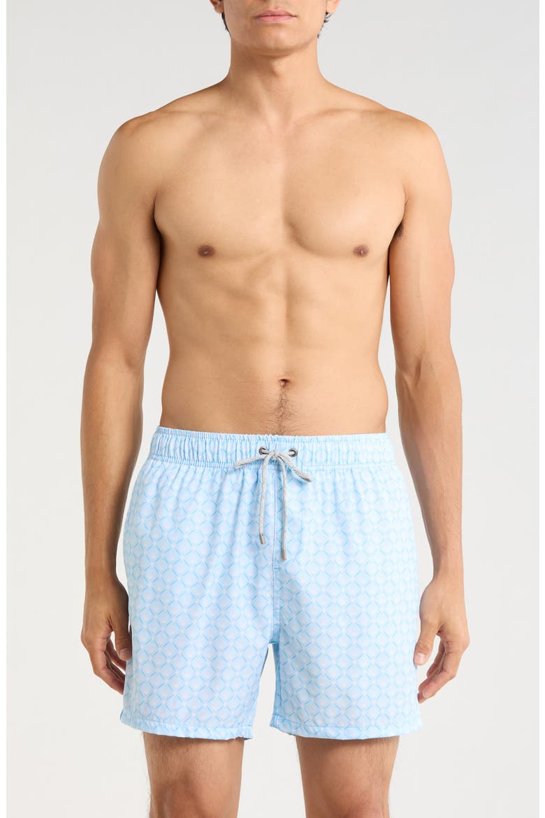 Printed Volley Swim Shorts, Main, color, BLUE