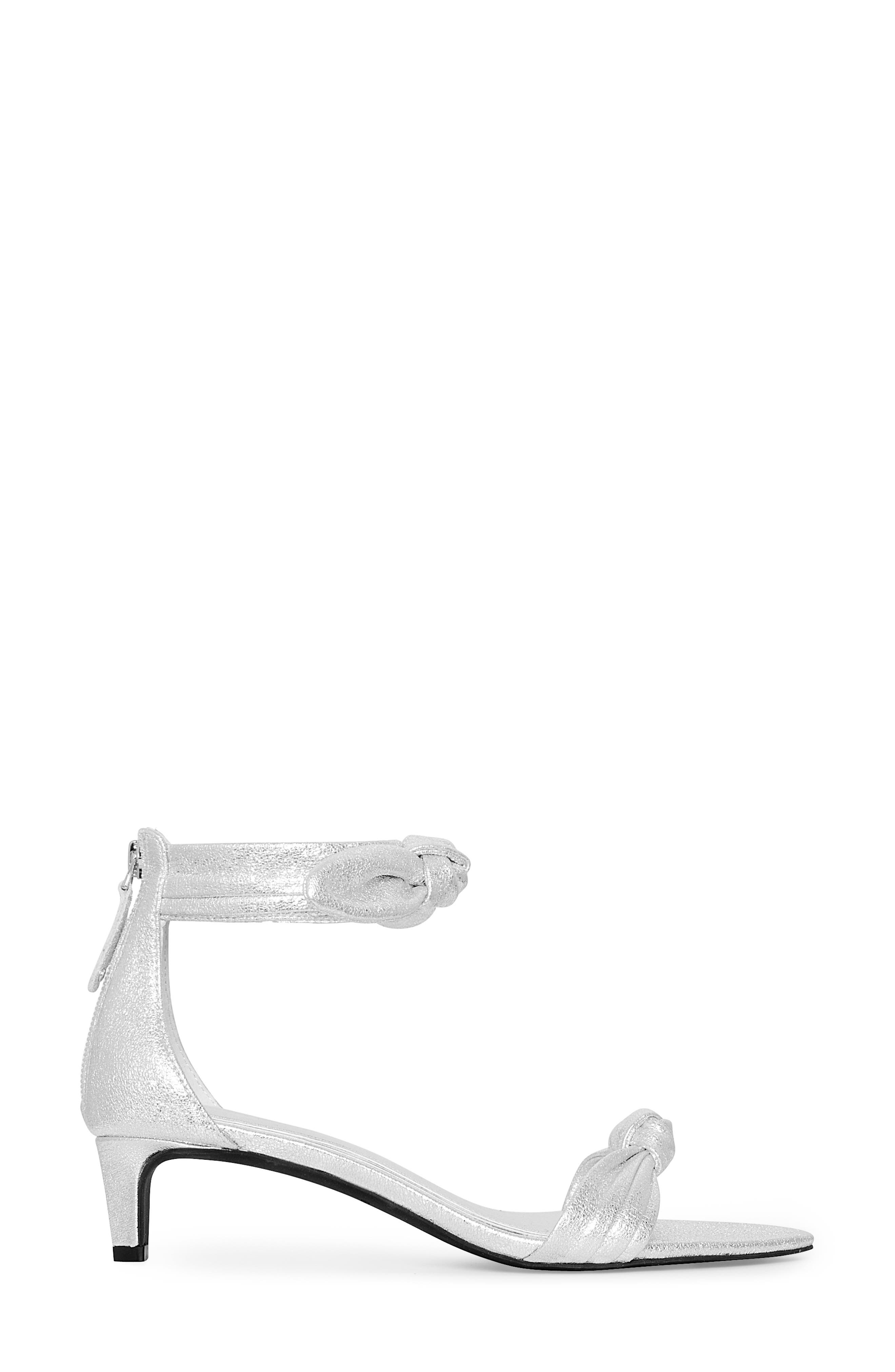 Rebecca Minkoff Bow Ankle Strap Sandal, Alternate, color, Silver