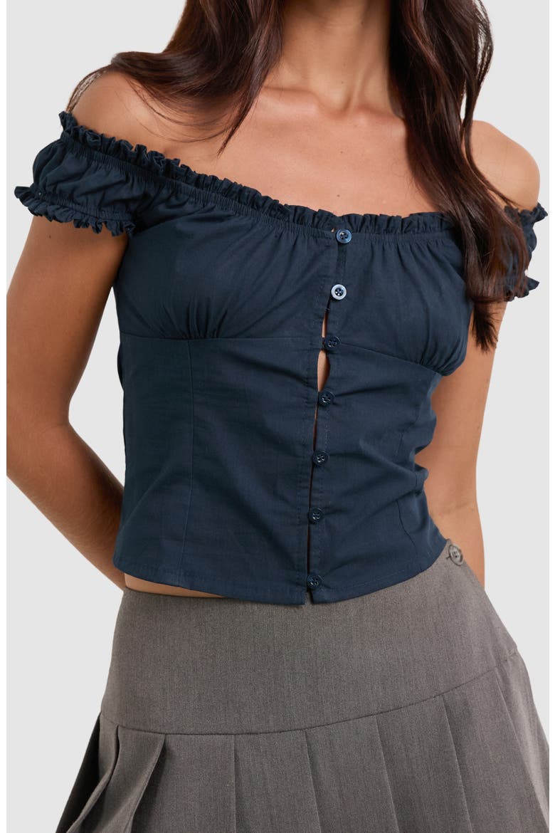 Chen Milkmaid Top, Alternate, color, DARK NAVY