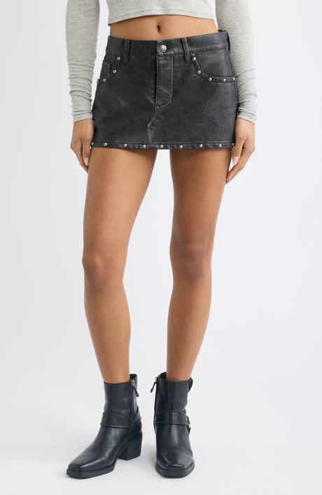 Lainey Studded Faux Leather Miniskirt