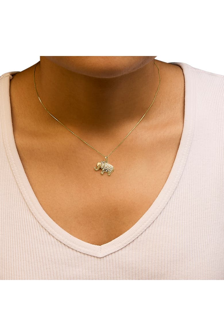 10K Yellow Gold 1/5 Cttw Diamond Elephant Pendant Necklace, Alternate, color, Yellow Gold