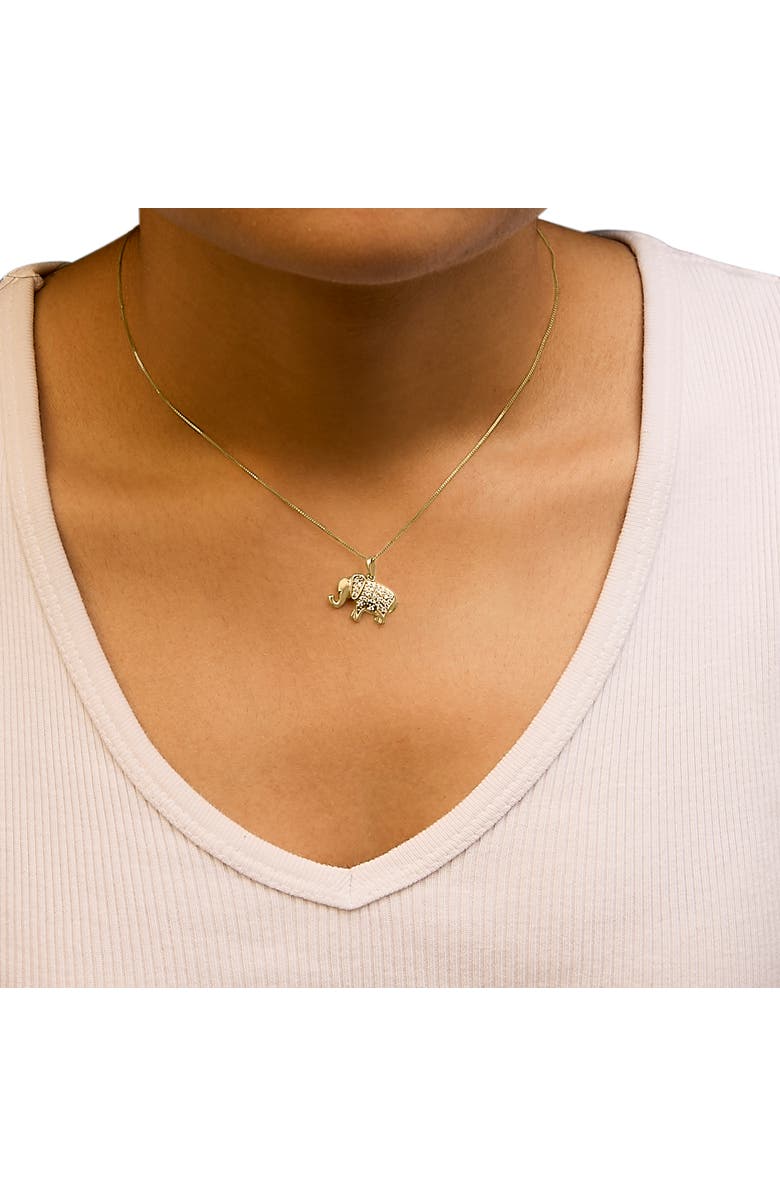 Haus of Brilliance 10K Yellow Gold 1/5 Cttw Diamond Elephant Pendant Necklace, Alternate, color, Yellow Gold