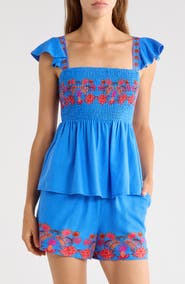 SUGARLIPS Isela Smocked Flutter Sleeve Top