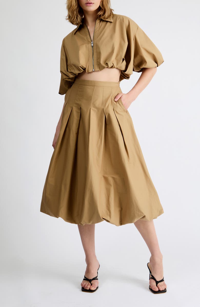 Extro & Vert Indie Bubble Hem Midi Skirt, Alternate, color, Toffee