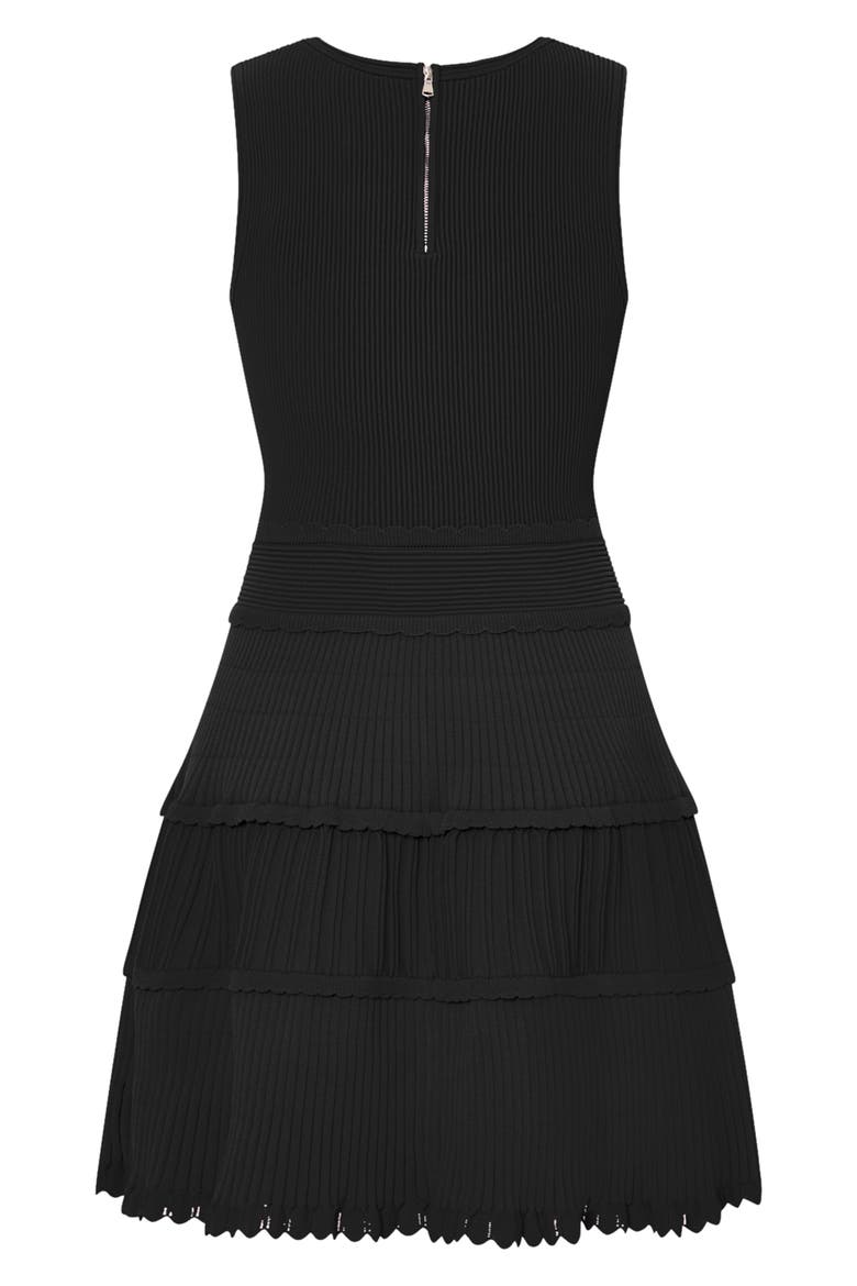 Suri Scallop Hem Tiered Knit Minidress, Alternate, color, BLACK