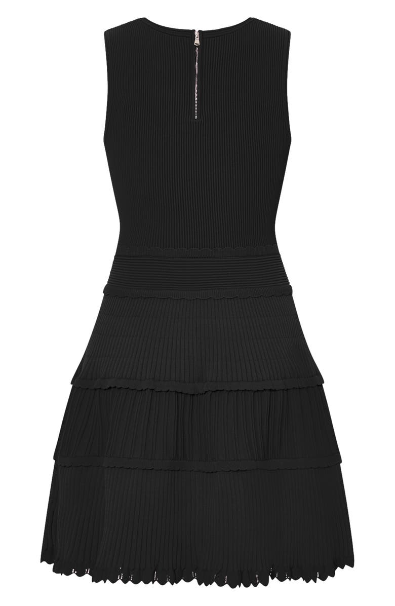 Milly Suri Scallop Hem Tiered Knit Minidress, Alternate, color, Black