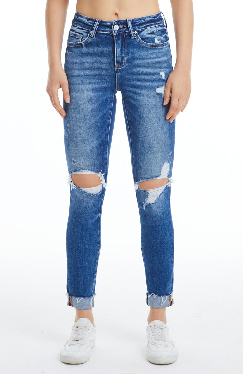 Bayeas Jojo Ripped Skinny Jeans, Main, color, Medium Blue