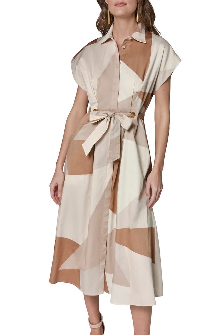 Print Tie Waist Shirtdress, Alternate, color, UMBRIA/ SCA