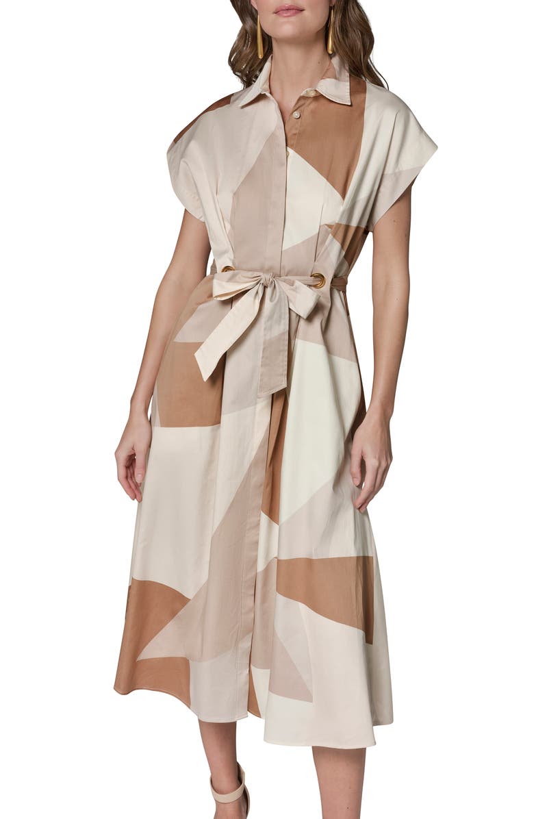 Donna Karan New York Print Tie Waist Shirtdress, Alternate, color, Umbria/ Sca