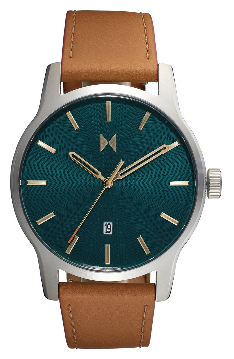 MVMT Classic II Alpine Treasure Leather Strap Watch, 44mm, Main, color,