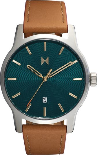 MVMT Classic II Alpine Treasure Leather Strap Watch, 44mm | Nordstrom