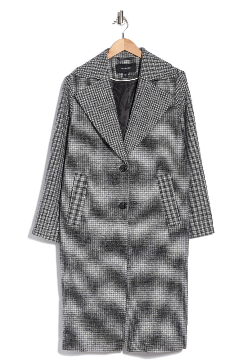 Houndstooth Lightweight Wool Blend Coat, Alternate, color, BLK/ WHITE