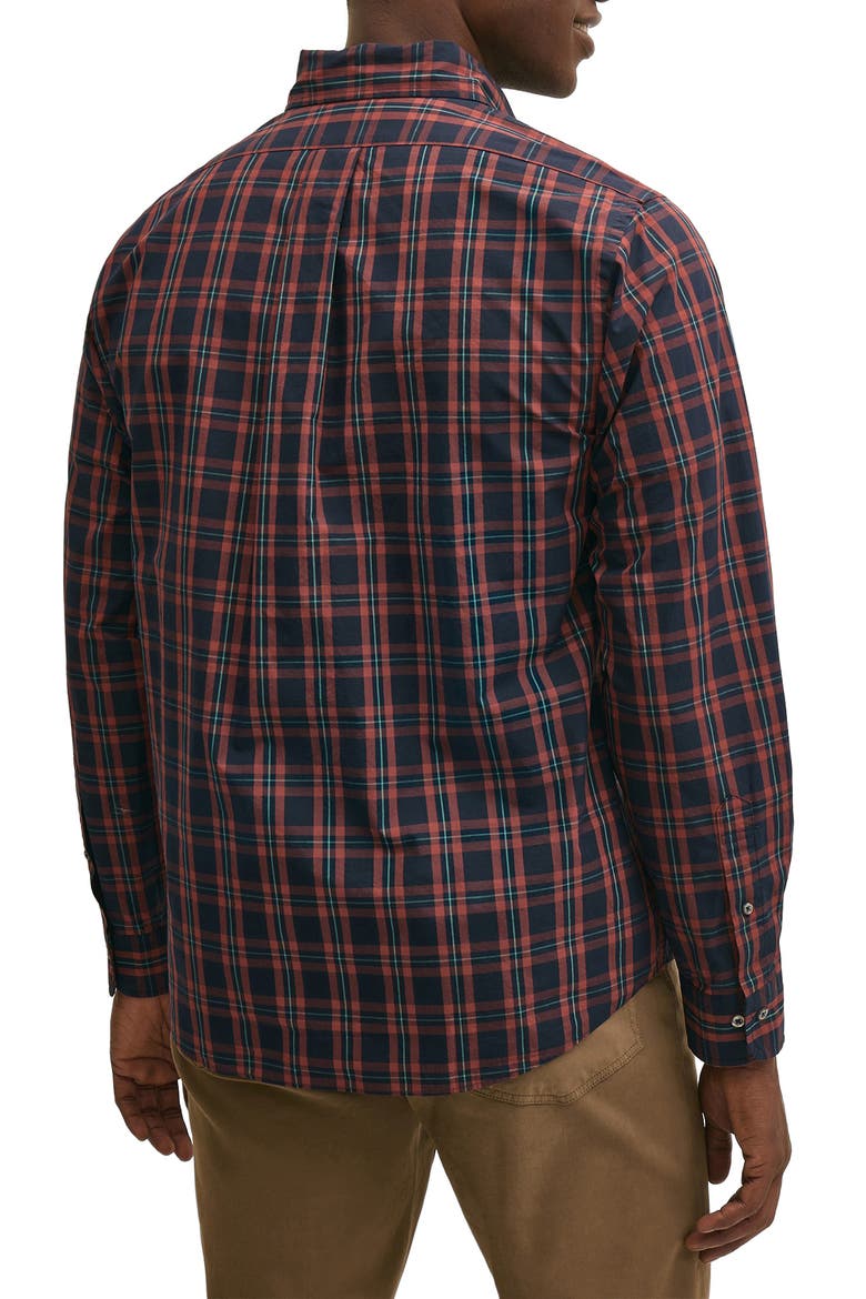 Plaid Cotton Poplin Shirt, Alternate, color, NAVYBRANDYPLD