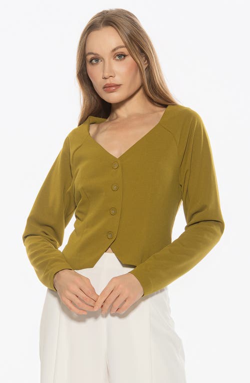 Alexia Admor Delyra Back Belt Front Button Crop Top In Green