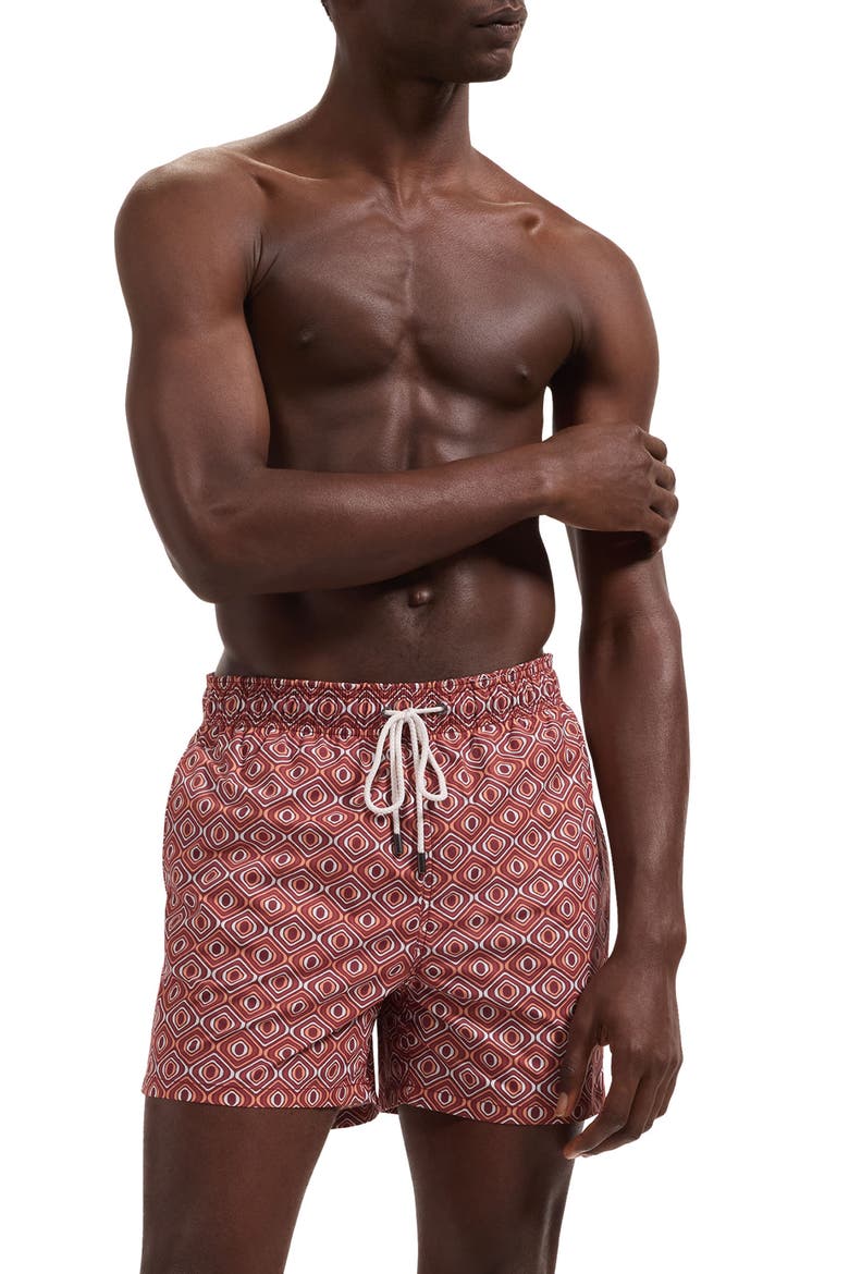 Cruz Print Swim Trunks, Main, color, SIENNA