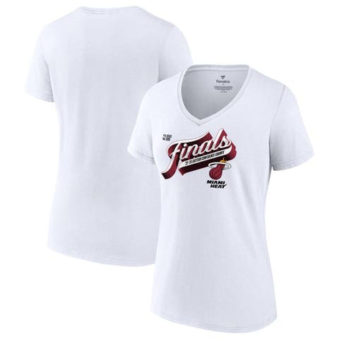 Women's Fanatics Branded White Miami Heat 2023 Eastern Conference Champions Locker Room Plus Size V-Neck T-Shirt