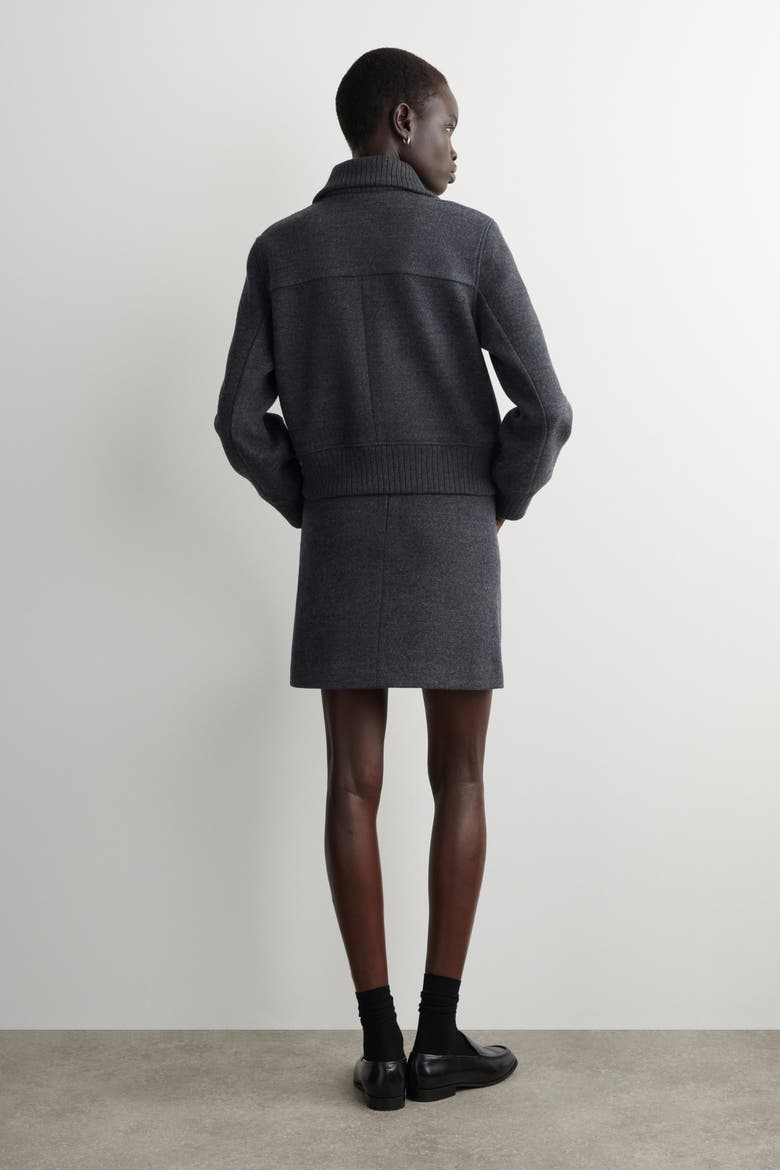 Boiled Merino Wool Mini Skirt, Alternate, color, GRAY