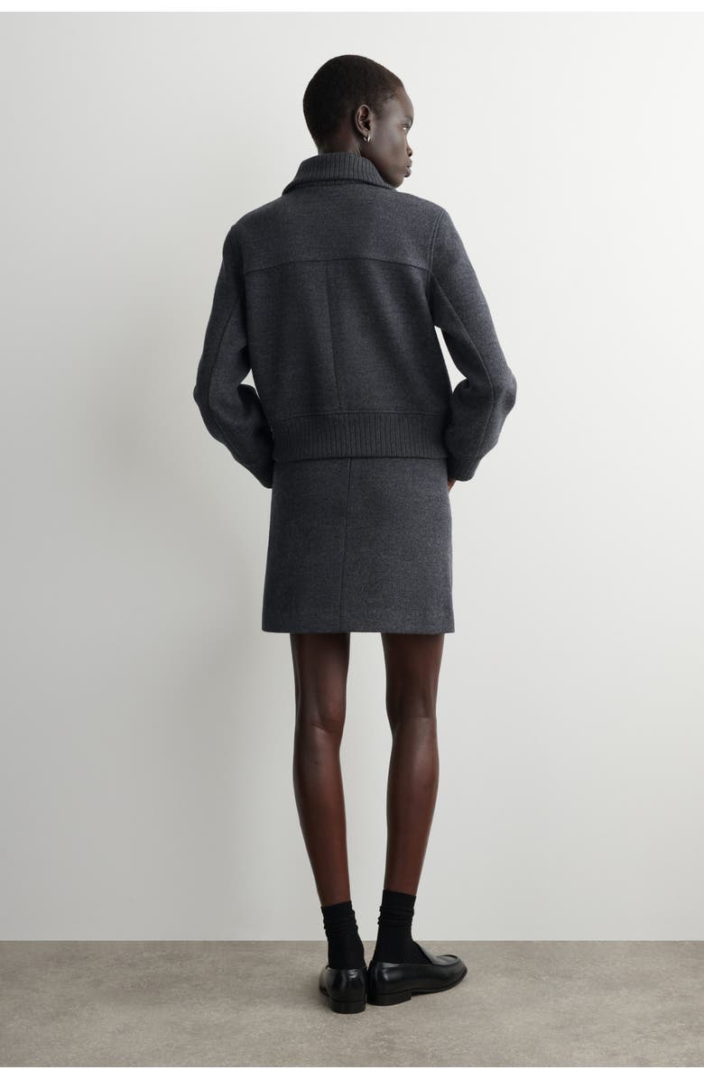 COS Boiled Merino Wool Mini Skirt, Alternate, color, Gray