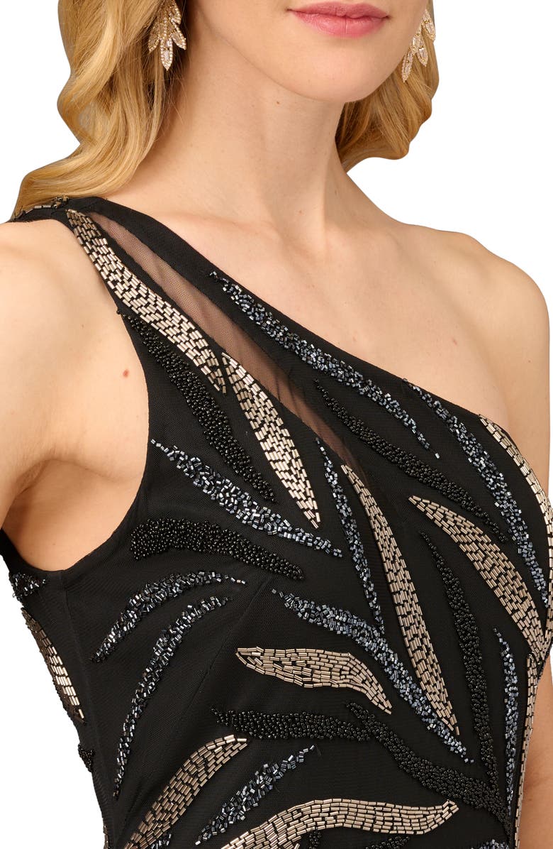 Aidan Mattox by Adrianna Papell Beaded One-Shoulder Gown, Alternate, color,