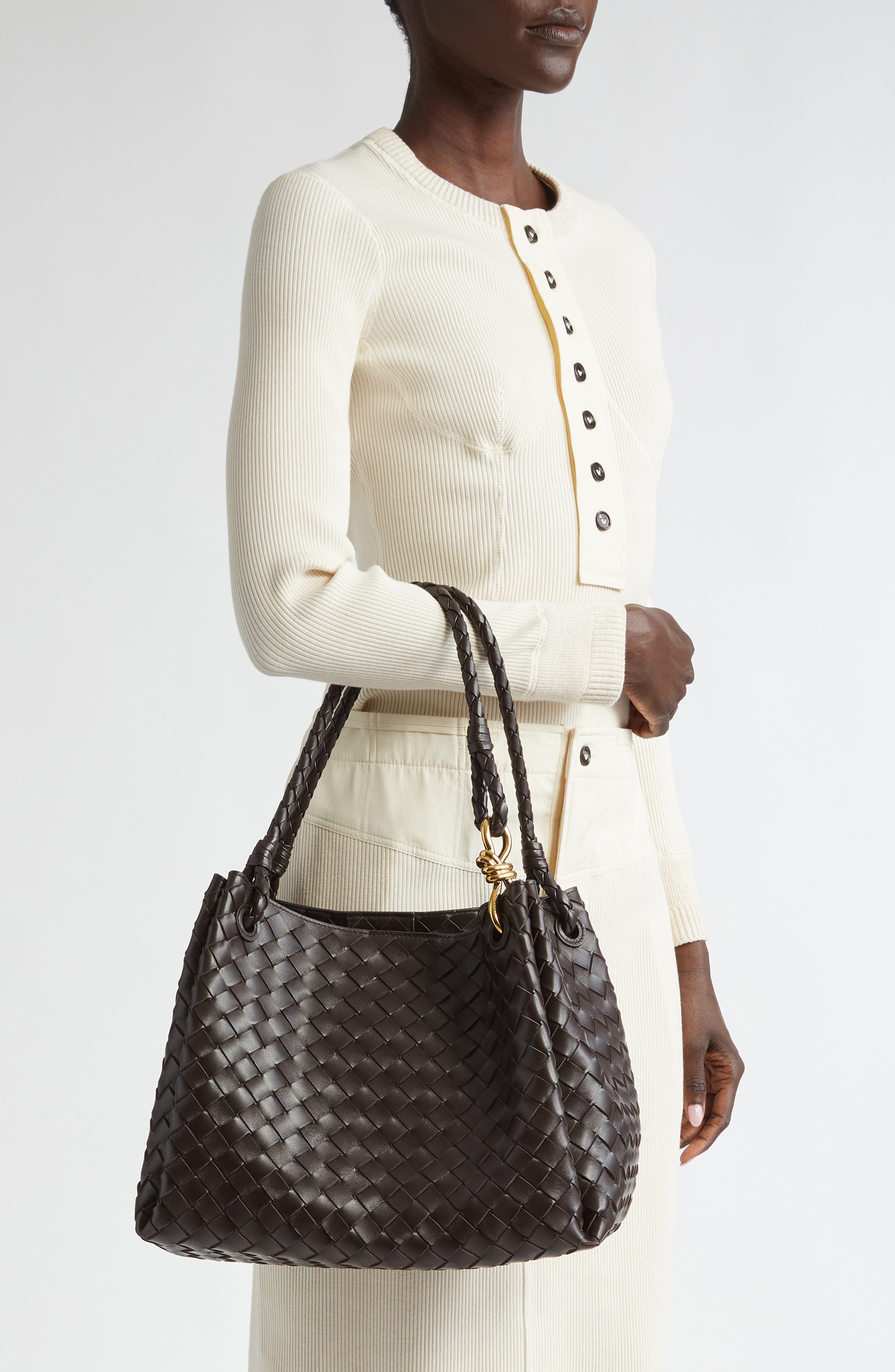 Bottega Veneta Large Andiamo Intrecciato Leather Top Handle Bag, Alternate, color, 