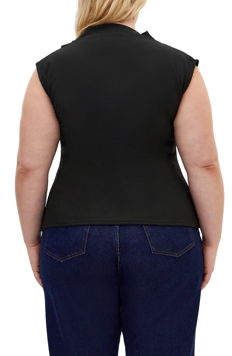 City Chic Charlize Pleated Funnel Neck Stretch Crepe Top, Alternate, color, 