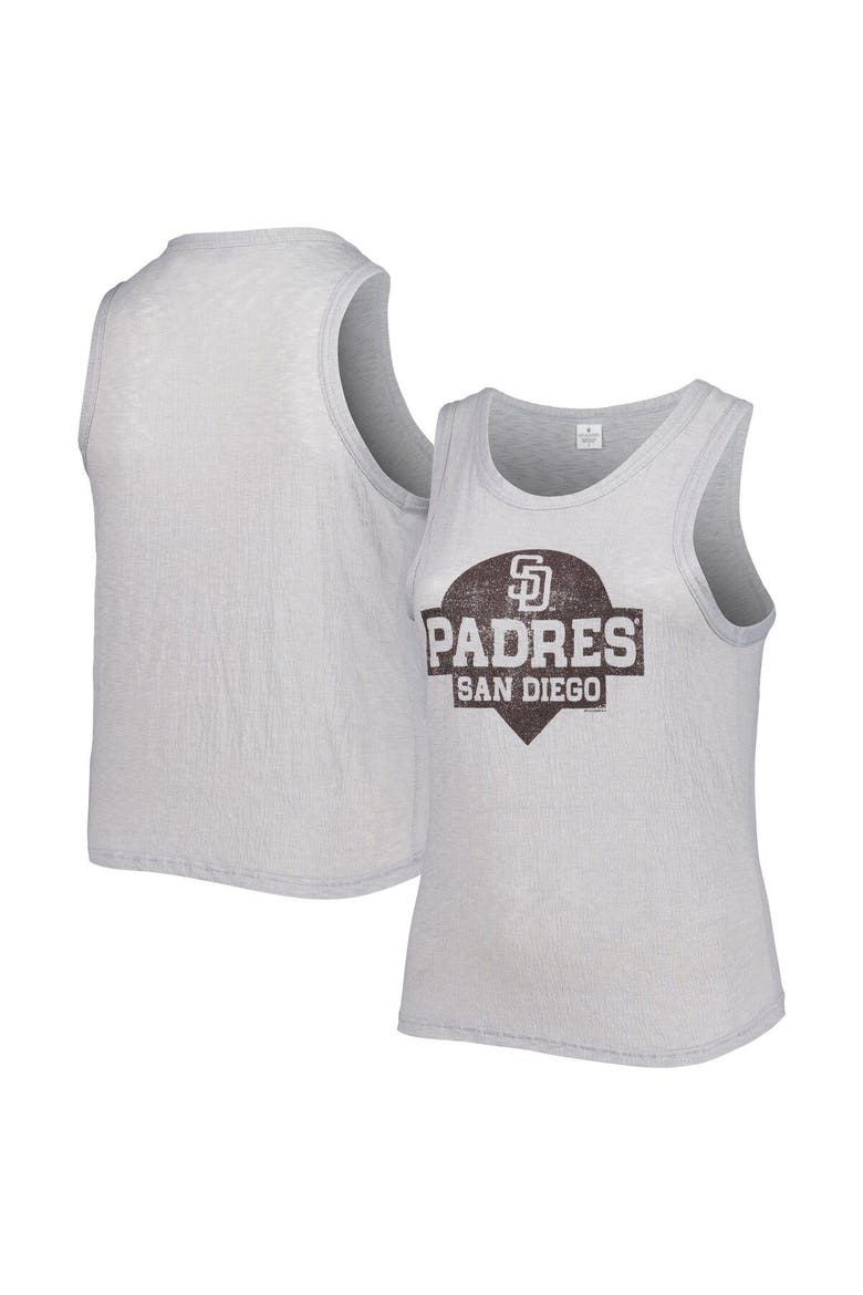 Women's Soft as a Grape Gray San Diego Padres Plus Size High Neck Tri-Blend Tank Top, Main, color, Gray