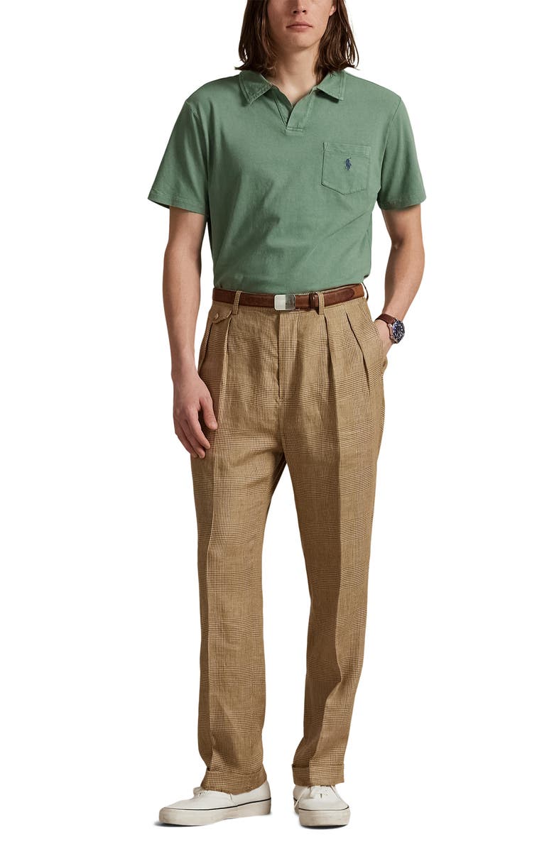 Polo Ralph Lauren Johnny Collar Cotton & Linen Pocket Polo, Alternate, color, Fatigue