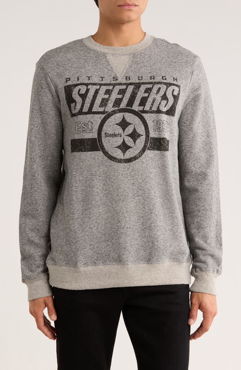 Junk Food Steelers Marled Crewneck Sweatshirt, Main, color, Grey