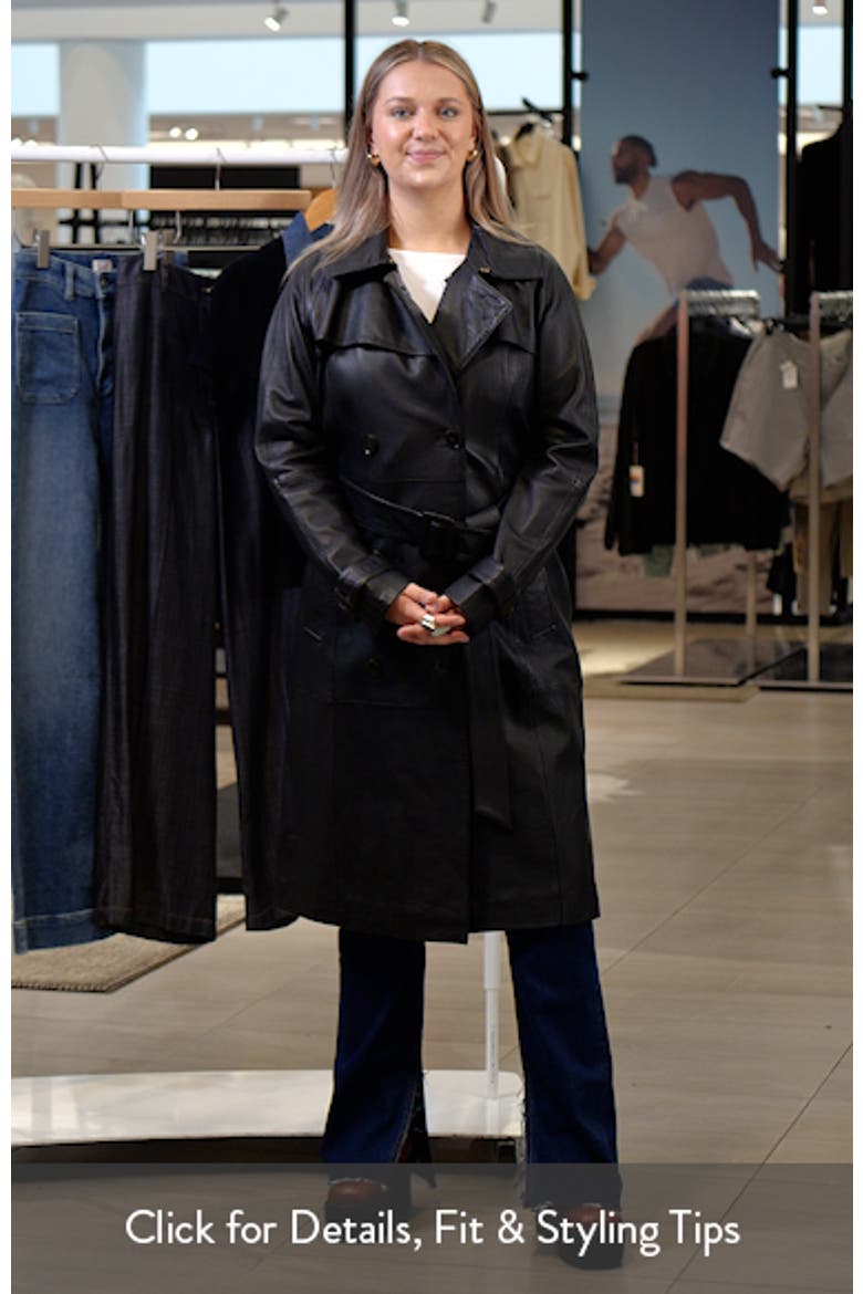 Double Breasted Leather Trench Coat video