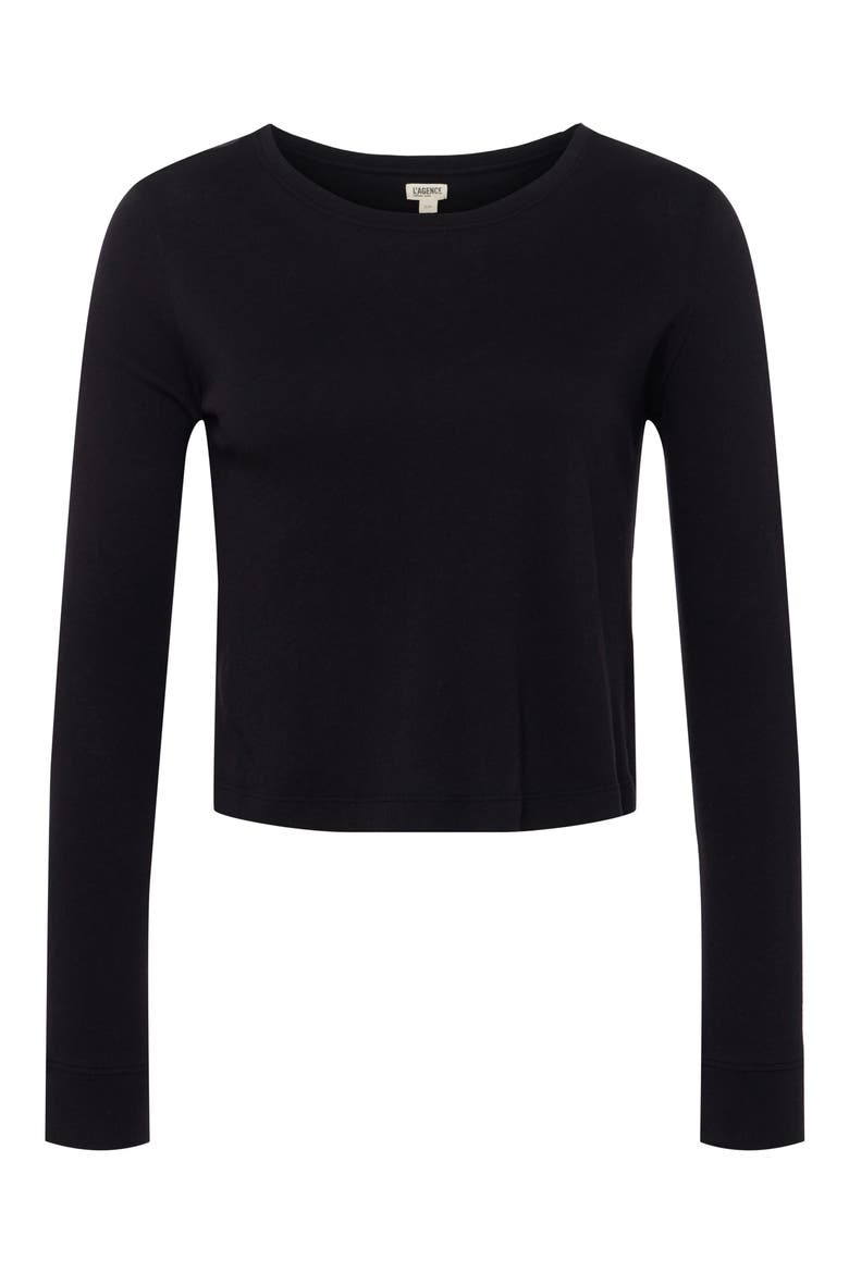 Benny Crewneck Crop T-Shirt, Alternate, color, BLACK