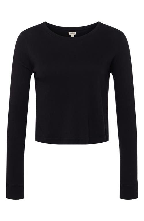 L'agence Benny Crewneck Crop T-shirt In Black