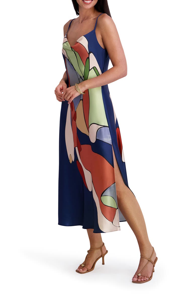 Cowl Neck Midi Dress, Alternate, color, NAVY MULTI