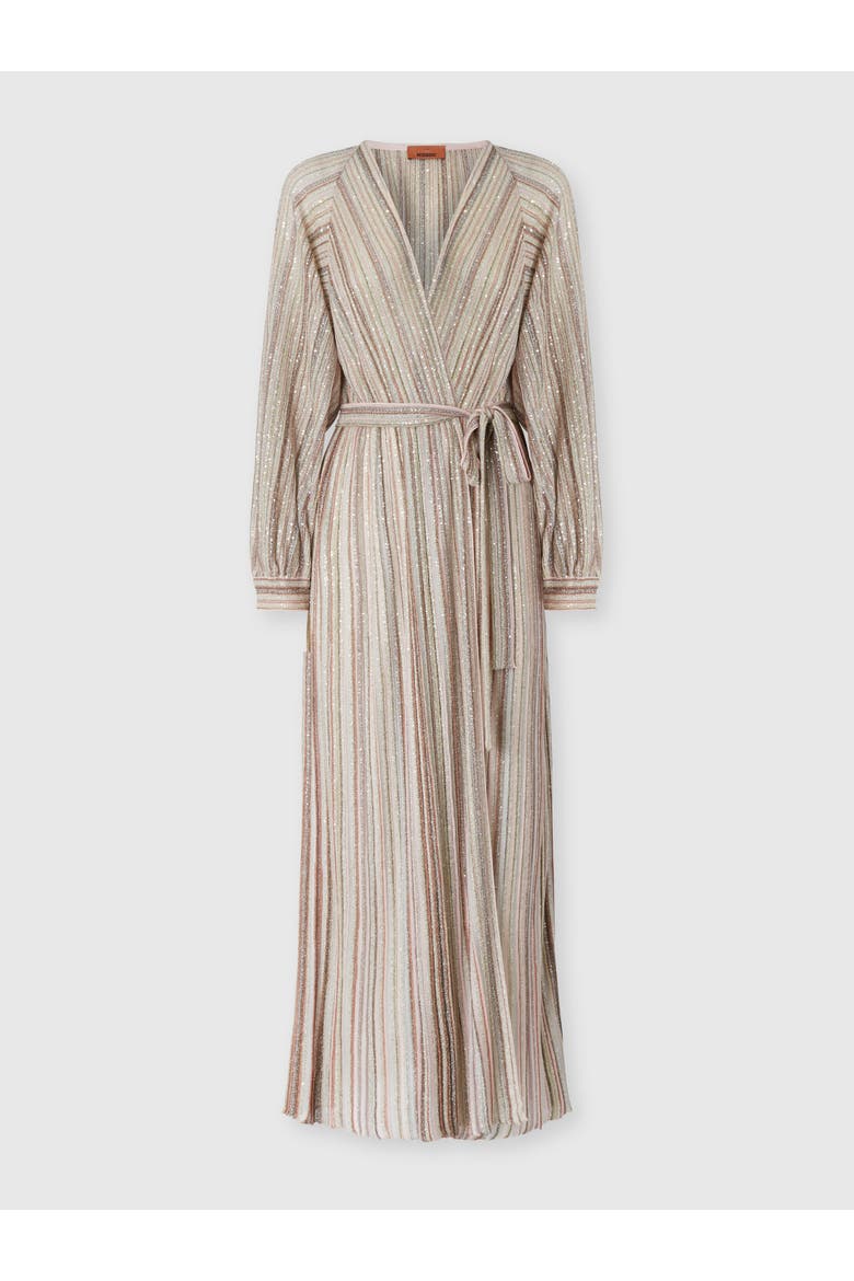 Long Ribbed Cardigan With Belt And Sequins, Main, color, Pink